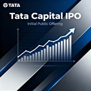 Alt text: "Tata Capital IPO feature image showing stock market charts, Tata logo, and upward trending arrow on a modern financial background"