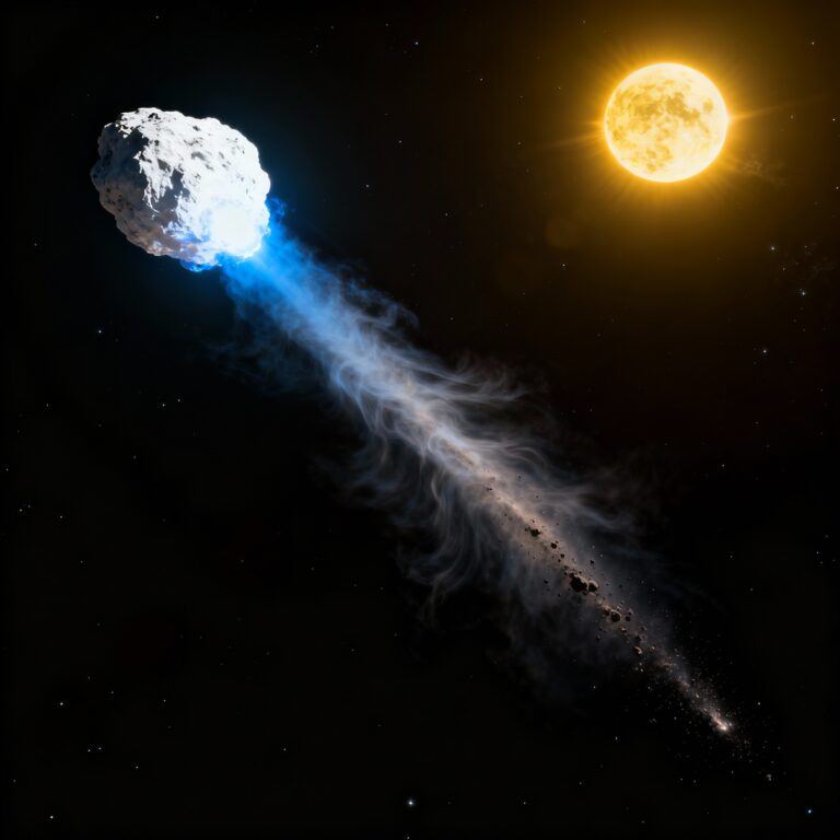 Comet 3I/ATLAS with bright coma and tail, as captured by NASA Hubble Telescope in 2025.