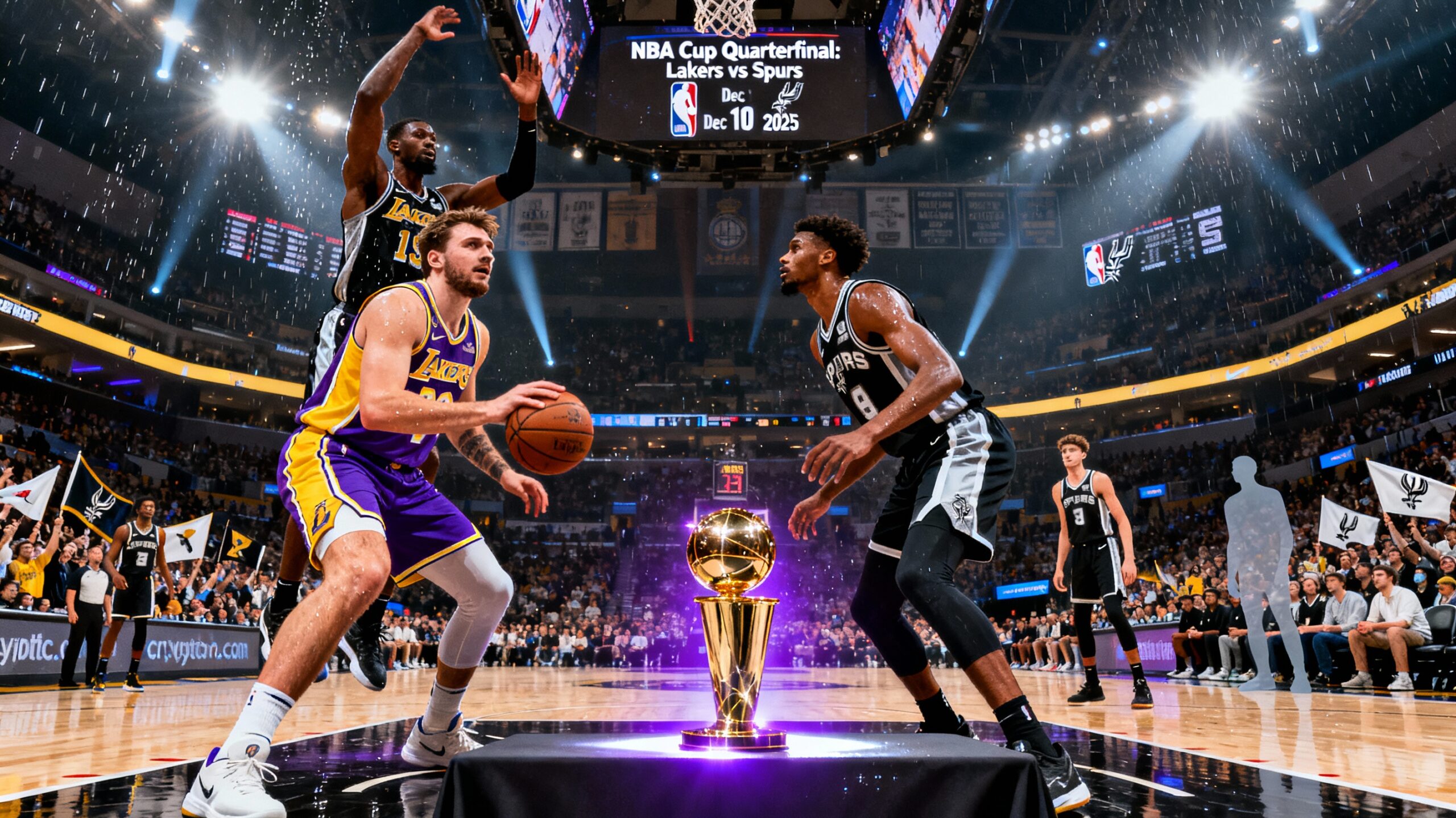 "Lakers vs Spurs NBA Cup quarterfinal 2025 tip-off Crypto.com Arena Luka Doncic Stephon Castle preview"