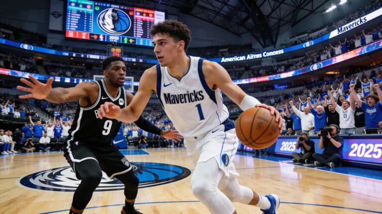 Cooper Flagg Michael Porter Jr Nets vs Mavericks NBA showdown American Airlines Center