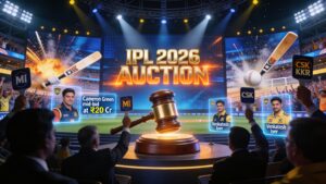 “IPL Auction 2026 live bidding at Etihad Arena — team owners and coaches in the auction hall”