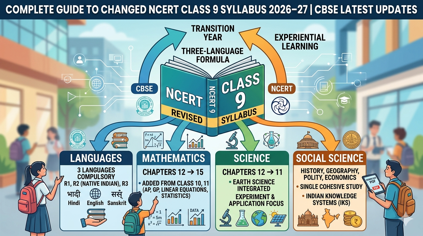 NCERT Revised Class 9 Syllabus: The primary focus is on a complete revision of the Class 9 curriculum for the 2026-27 session.